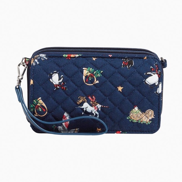 Vera Bradley Handbags - NWT Vera Bradley All in One Crossbody Bag RFID Snow Globe Motifs Holiday Navy